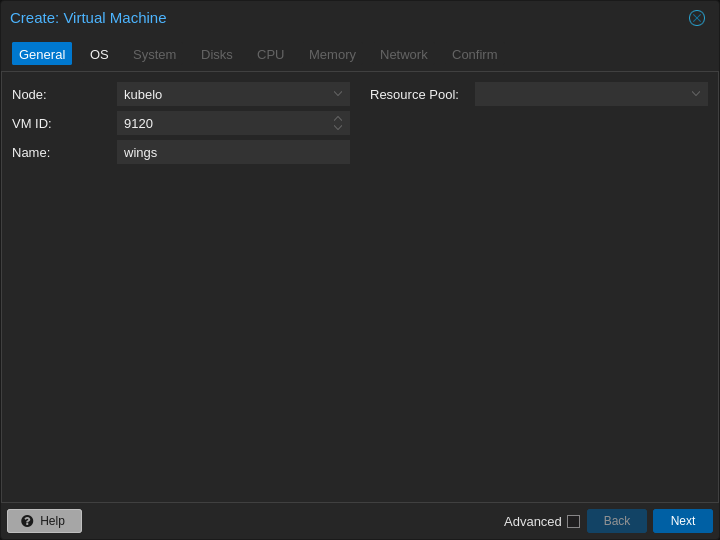 create vm in proxmox