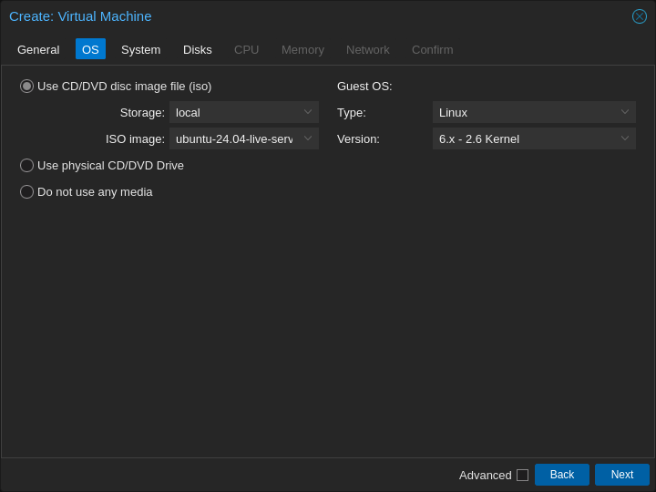 choose iso for vm