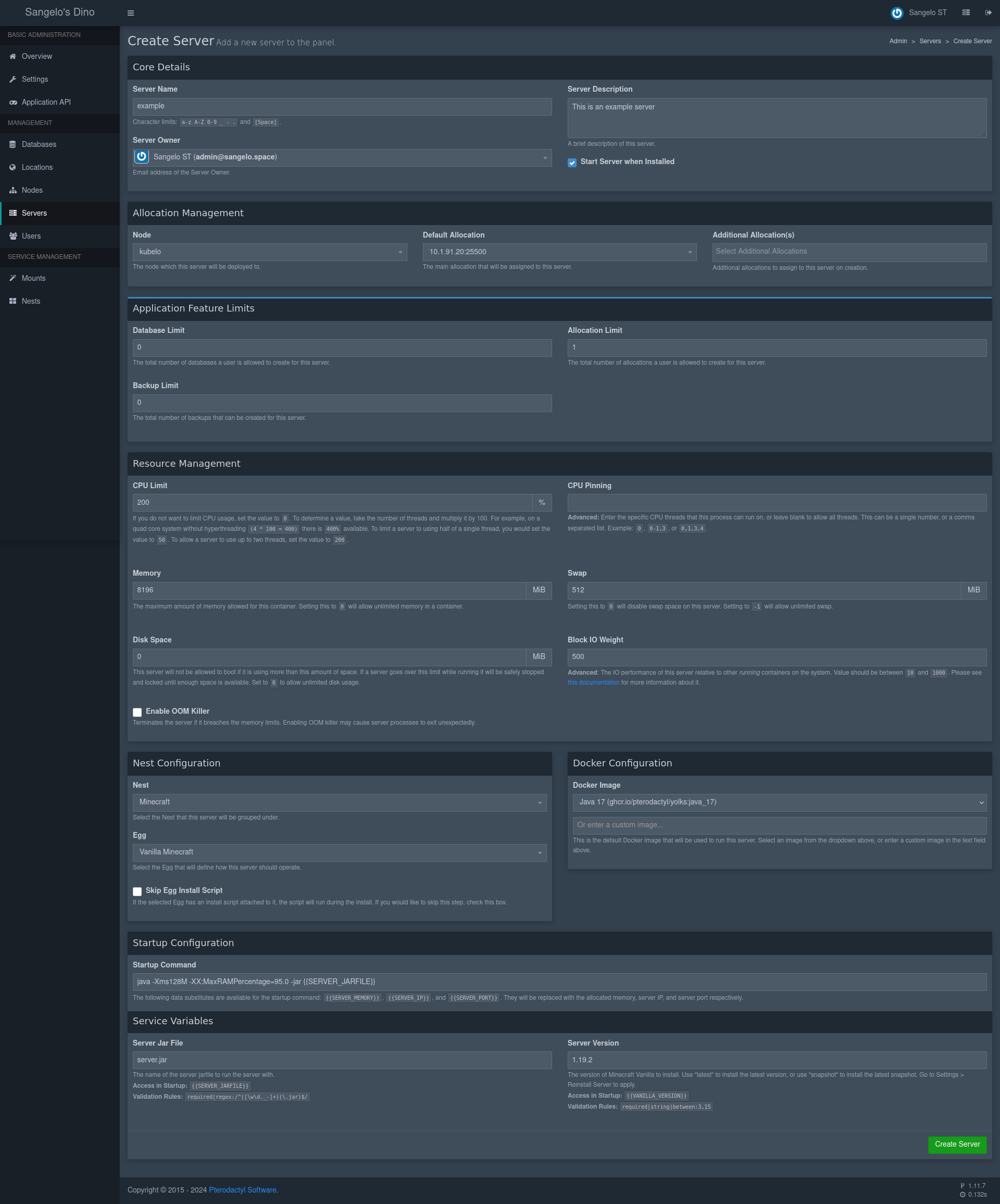 skeleton server config